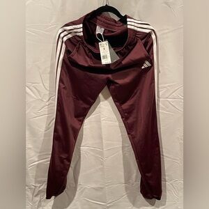 Adidas Unisex Maroon Joggers with White Stripes